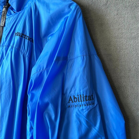 Marmot Blue Windbreaker Jacket Men's Large Full Zip Logo Abilitat Aripiprazole - Picture 3 of 7